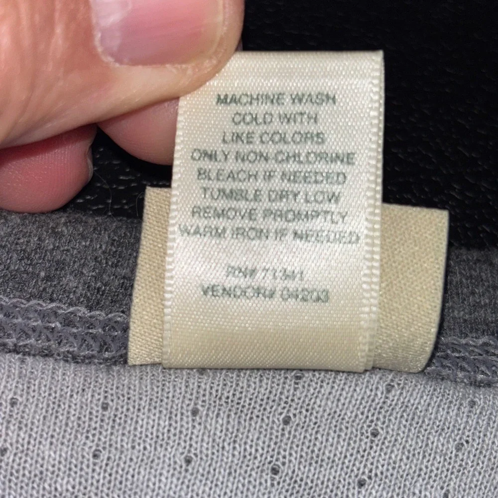 LL Bean Mens Gray Cotton Wool Blend Thermal Base Layer Crewneck Shirt L REG